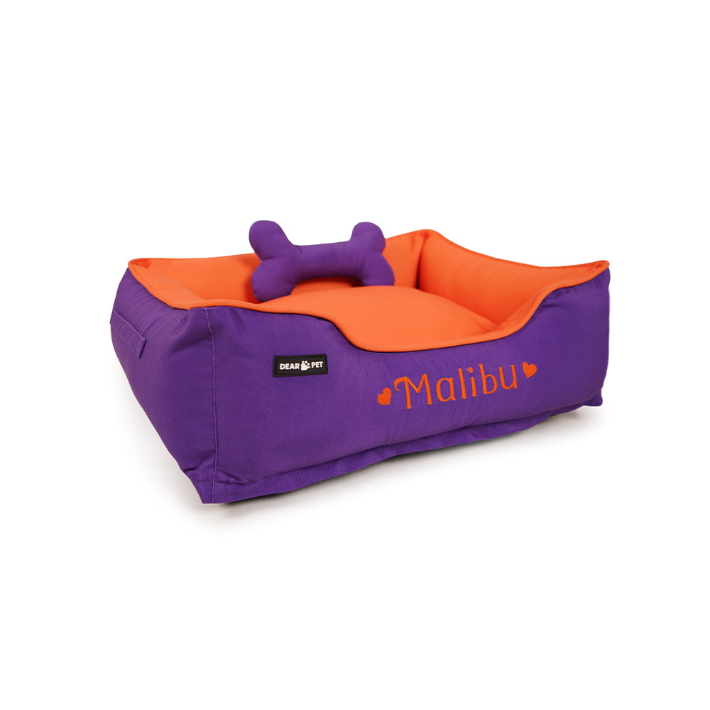 Dear Pet Double Trouble Purple & Orange Lounger Dog Bed - Customisable