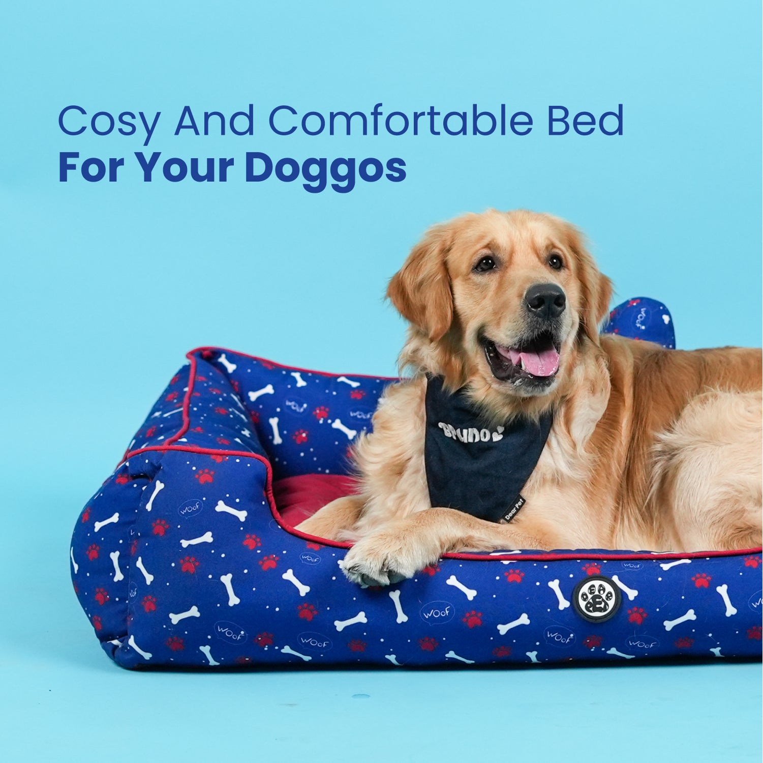 Dear Pet Double Trouble Blue & Orange Lounger Dog Bed