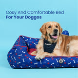 Dear Pet Double Trouble Blue & Mustard Lounger Dog Bed