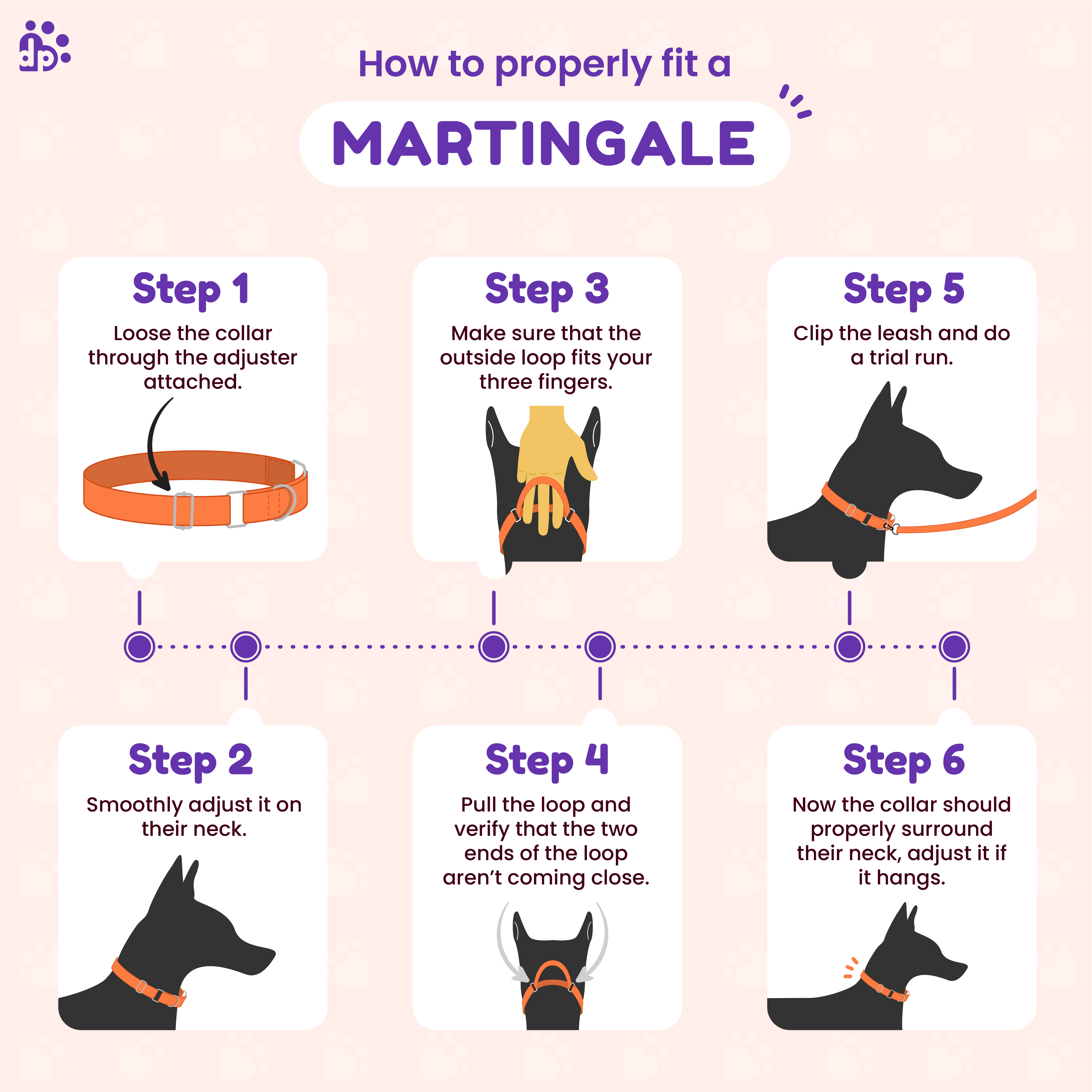 Dear Pet Double Trouble Martingale Lime & Purple Dog Collar - Customisable