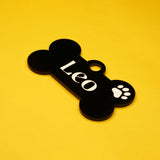 Customised Acrylic Dog Tag - Bone (Black)