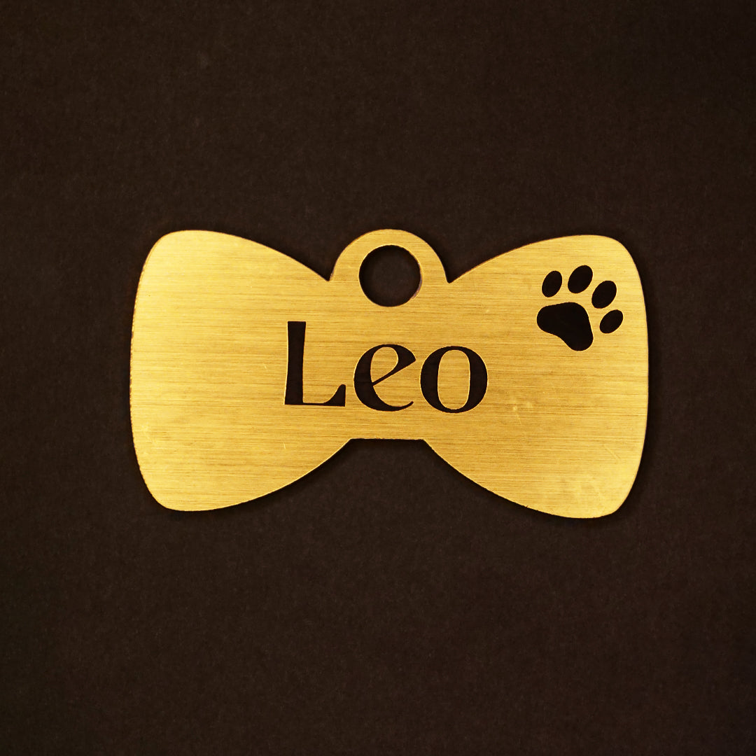 Customised Acrylic Dog Tag - Bow (Golden)
