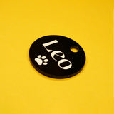 Customised Acrylic Dog Tag - Circle (Black)
