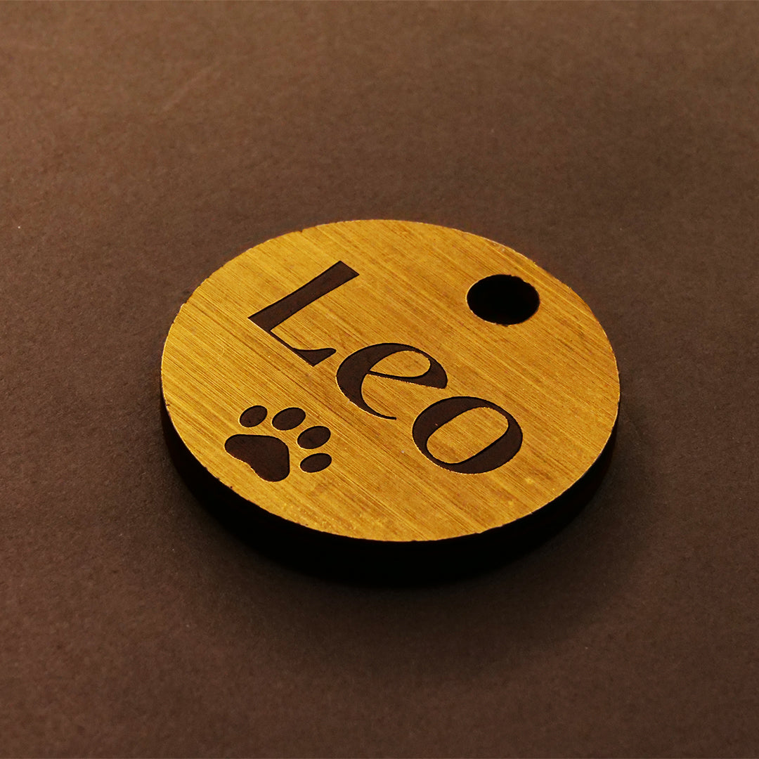 Customised Acrylic Dog Tag - Circle (Golden)