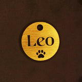 Customised Acrylic Dog Tag - Circle (Golden)