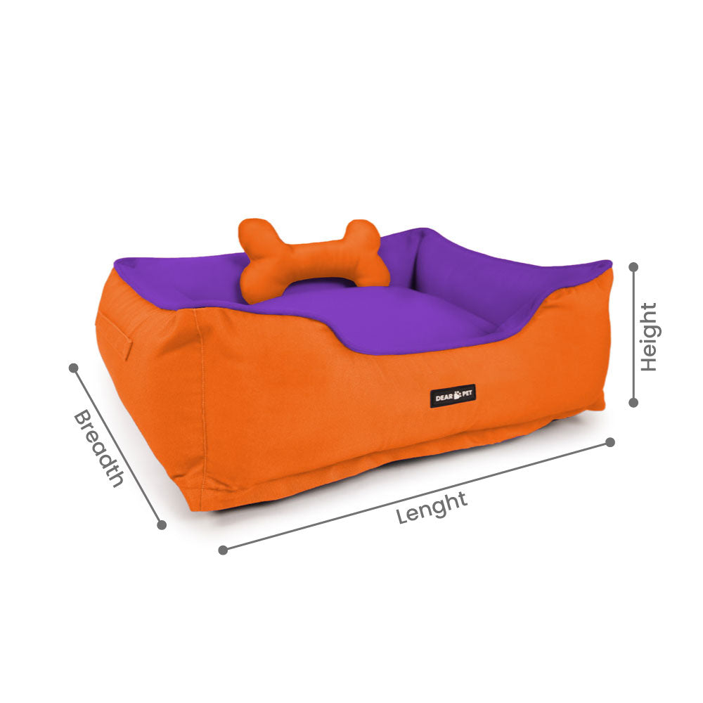Dear Pet Double Trouble Orange & Purple Lounger Dog Bed