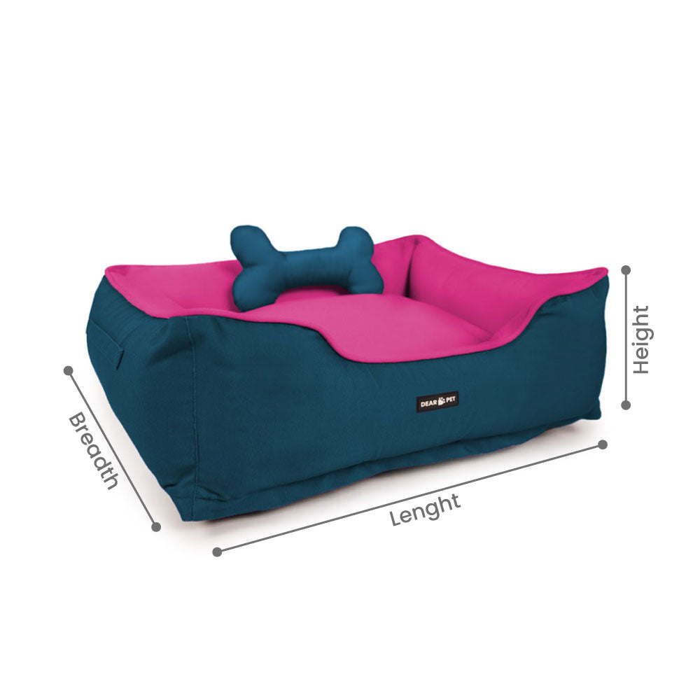 Dear Pet Double Trouble Teal Blue & Pink Lounger Dog Bed