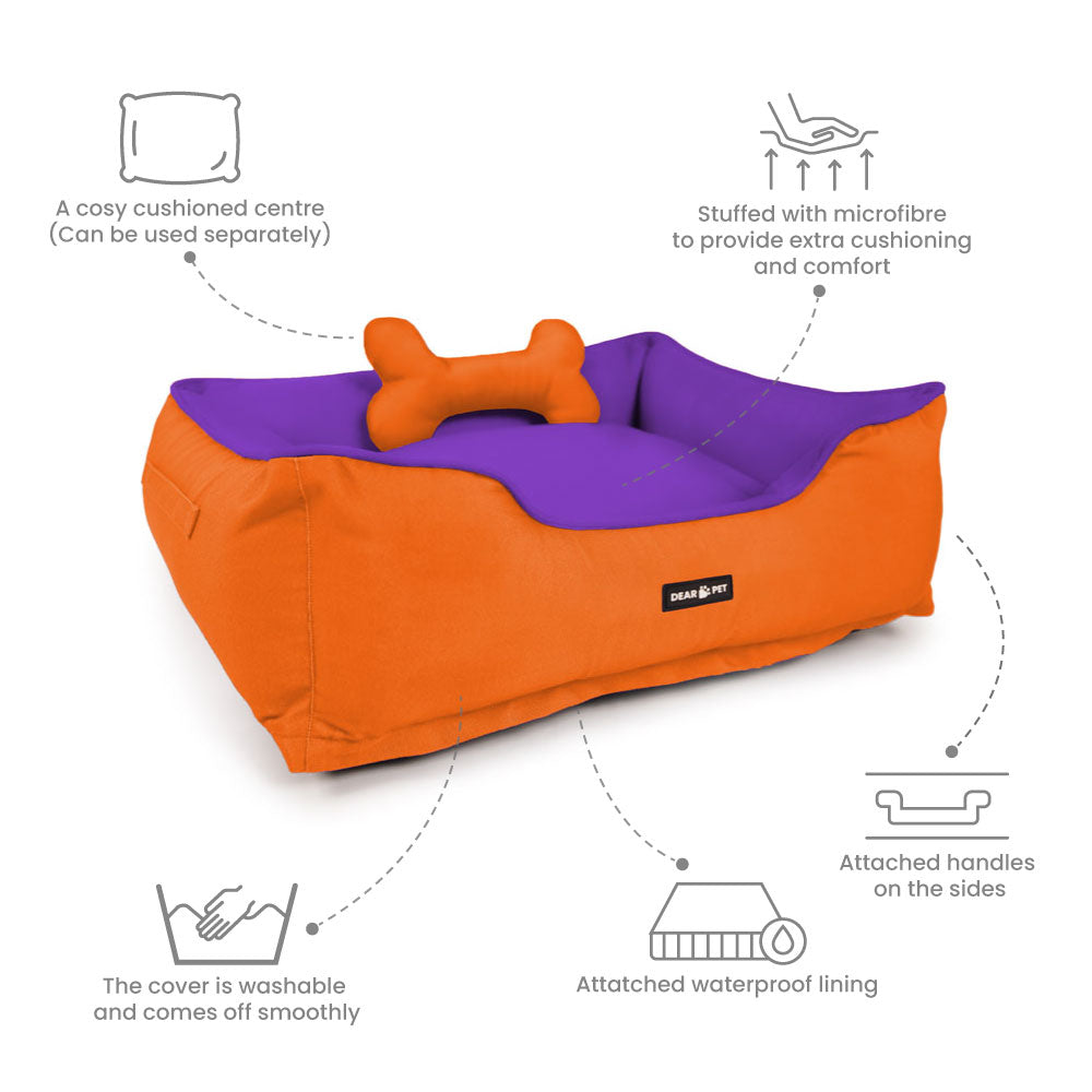 Dear Pet Double Trouble Orange & Purple Lounger Dog Bed