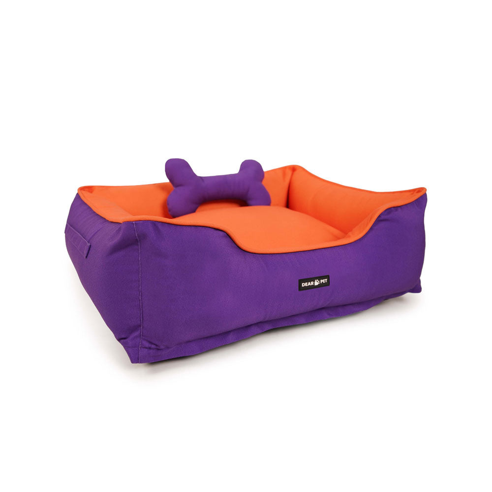 Dear Pet Double Trouble Purple & Orange Lounger Dog Bed