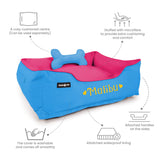 Dear Pet Double Trouble Sky Blue & Pink Lounger Dog Bed - Customisable