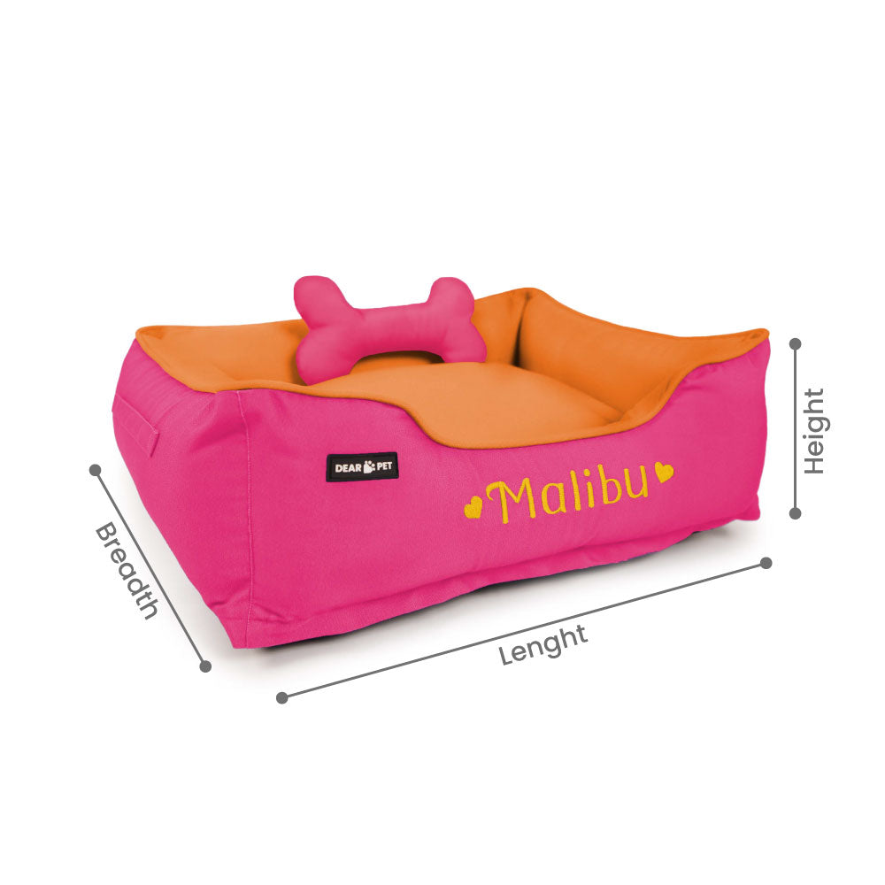 Dear Pet Double Trouble Pink & Orange Lounger Dog Bed - Customisable