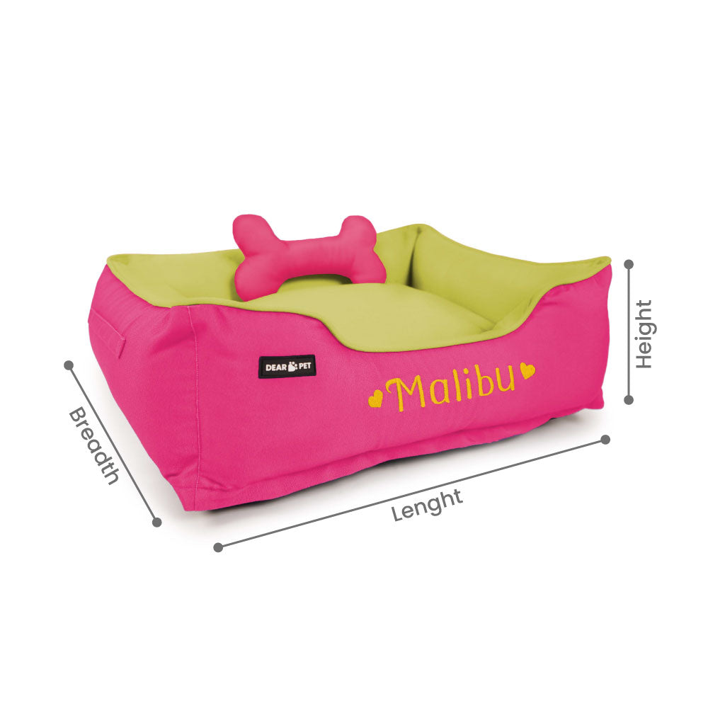 Dear Pet Double Trouble Pink & Lime Lounger Dog Bed - Customisable