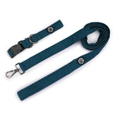 Dear Pet Classic Teal Blue Dog Collar & Leash Set