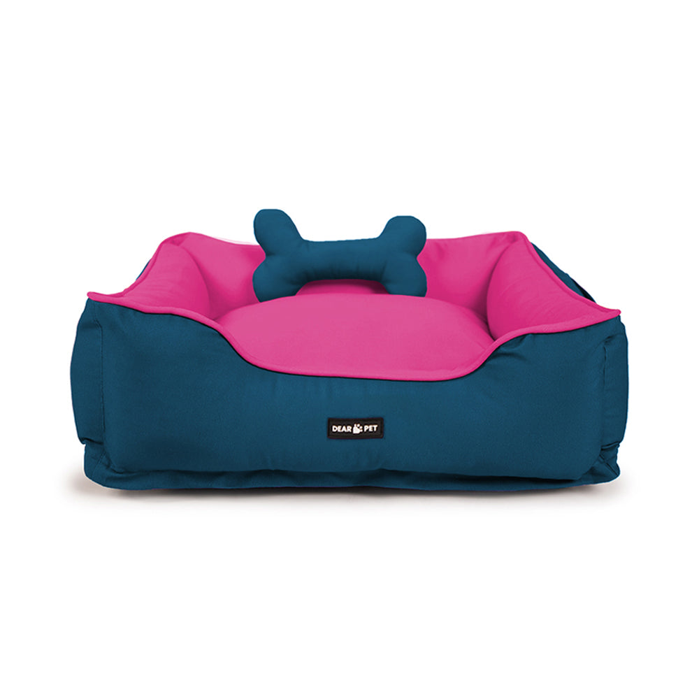 Dear Pet Double Trouble Teal Blue & Pink Lounger Dog Bed